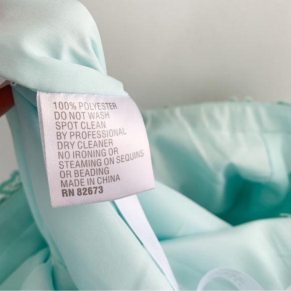 Ellie Wilde by Mon Cheri Two Piece Off the Shoulder Mint Lace Formal Maxi Dress - Picture 14 of 15